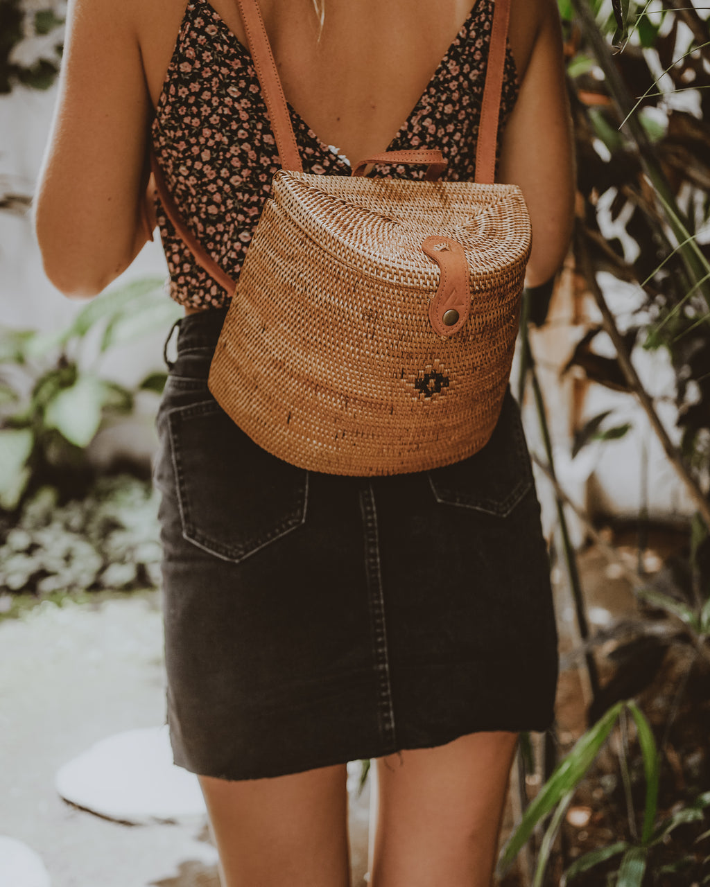 Flores Round Rattan Bag | Nomad Nextdoor | Handmade in Bali Vegan Leather / Flowerchild Yellow