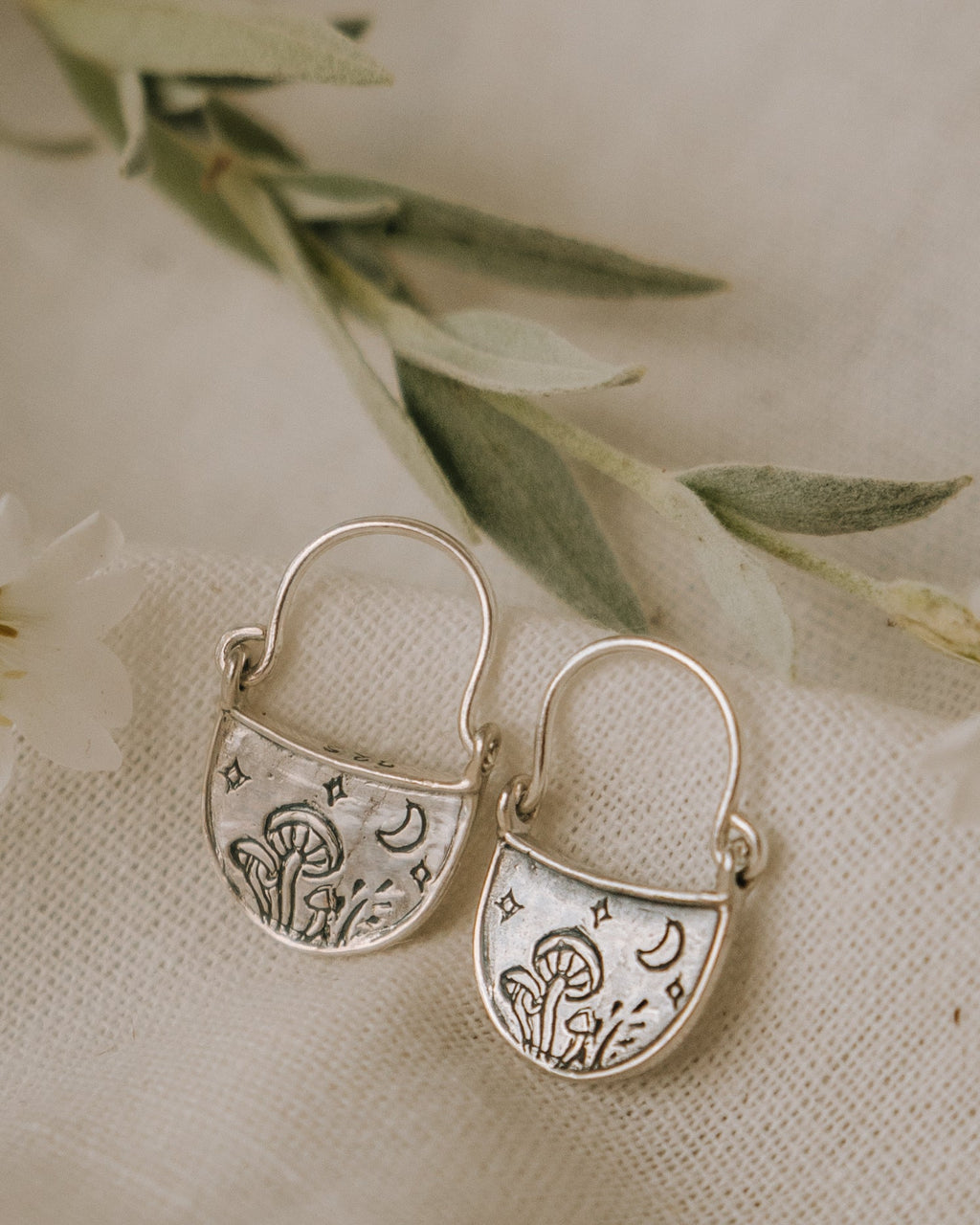 Sterling Silver Three Mushroom Post Earrings — NATURE WALK