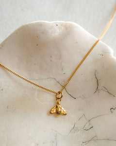 Honey Bee Necklace Gold