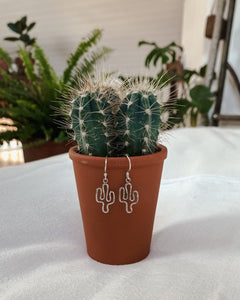 Mojave Cactus Earrings Silver