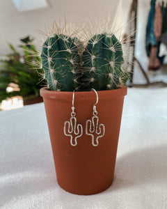 Mojave Cactus Earrings Silver