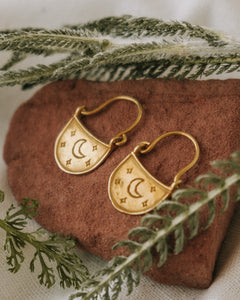 Moon and Stars Earrings Gold