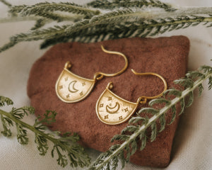 Moon and Stars Earrings Gold